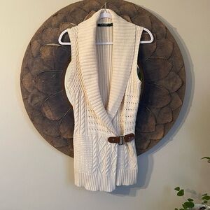 Lauren Ralph Lauren Cable Knit Sweater Cardigan with Belt